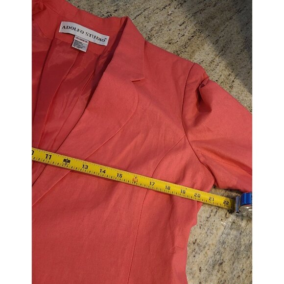 Linen Blend Blazer Women Sz 10 Lined blazer Pink 1 button Adolfo Studio - Picture 3 of 14